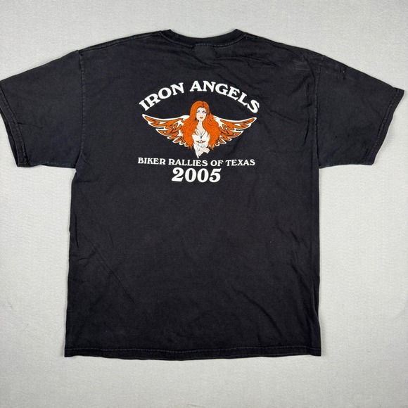 Vintage 2005 Iron Angels Biker Rallies of Texas T-Shirt Mens Large Hanes Black - Picture 8 of 9